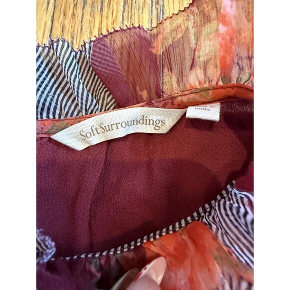 Soft Surroundings Dress Womens Large Floral Long Sleeve Asymmetrical Hem Midi - Picture 6 of 9